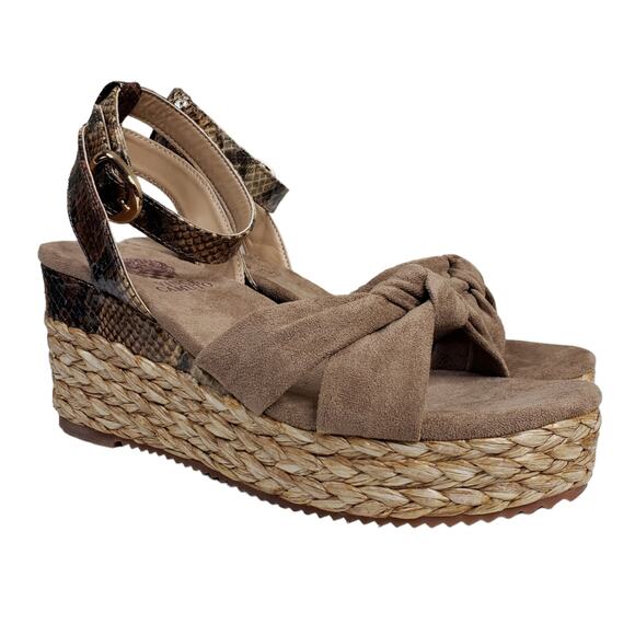 Vince Camuto Womens 9 Keedra Snake Embossed Platform Wedge Sandal NEW - Picture 2 of 11